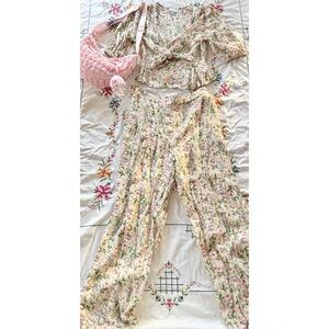 Cute floral matching silky set